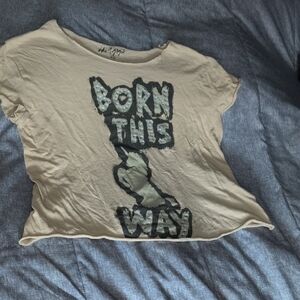 Beige Graphic Tee - Born This Way Lady Gaga